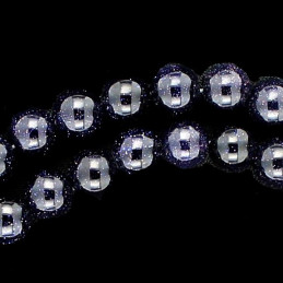 Fil de 95 perles rondes 4 mm en pierre de soleil bleu pailletée