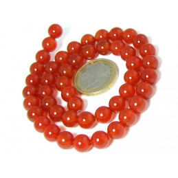 Fil de 48 perles rondes 8mm 8 mm en cornaline agate rouge