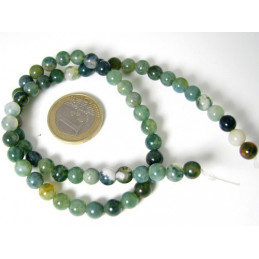 Fil de 48 perles rondes 8mm 8 mm en agate aquatique vert