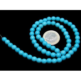 Fil de 64 perles rondes 6mm 6 mm en howlite turquoise