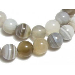 Fil de 60 perles rondes 6mm 6 mm en agate botswana - 38cm
