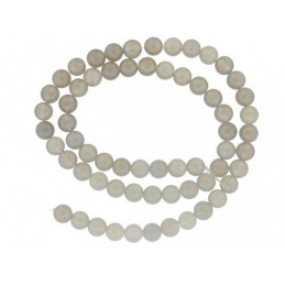 Fil de 64 perles rondes 6mm 6 mm en agate grise transparente