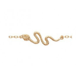 Bracelet breloques femme enfant serpent en plaqué or - 18cm