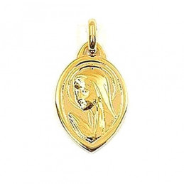Pendentif Médaille de la Sainte Vierge Marie baptême en plaqué or + chaine