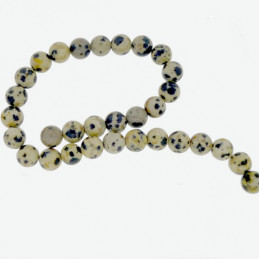 Fil de 24 perles rondes 8mm 8 mm en Jaspe dalmatien