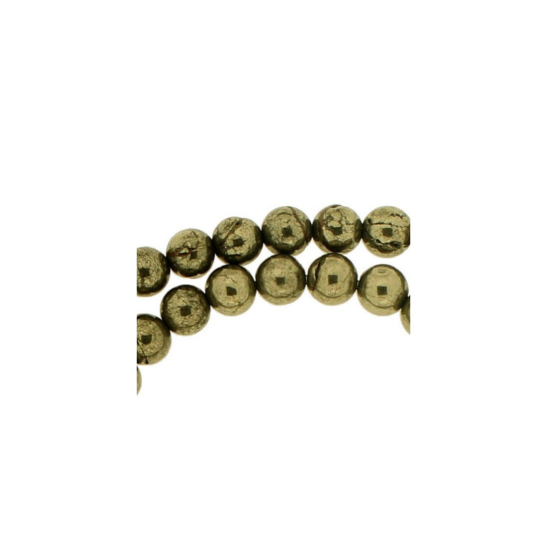 Fil de 64 perles rondes 6mm 6 mm en pyrite dorée