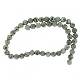Fil de 62 perles rondes 6mm 6 mm en jaspe océan naturel