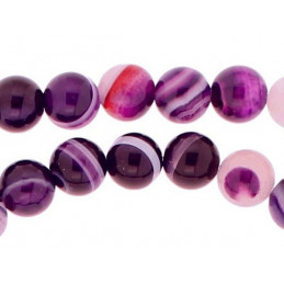 Fil de 63 perles rondes 6mm 6 mm en agate violet transparente