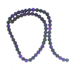 Fil de 62 perles rondes 6mm 6 mm en agate violet transparente