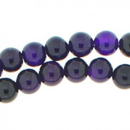 Fil de 62 perles rondes 6mm 6 mm en agate violet transparente