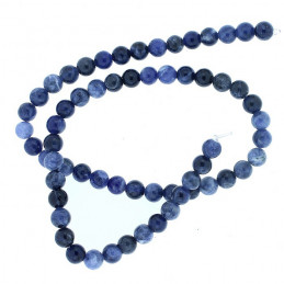 Fil de 61 perles rondes 6mm 6 mm en sodalite bleu