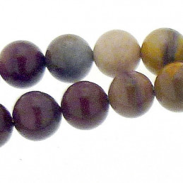 Fil de 46 perles rondes 8mm 8 mm en jaspe mokaite rouge marron