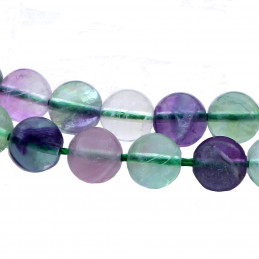 Fil de 48 perles rondes 8mm 8 mm en fluorite arc en ciel vert violet