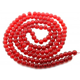 Fil de 140 perles rondes craquelées couleur rouge 6mm 6 mm