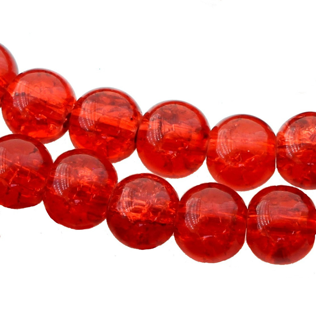 Neuf 100 perles craquelées en verre rouges 8mm 