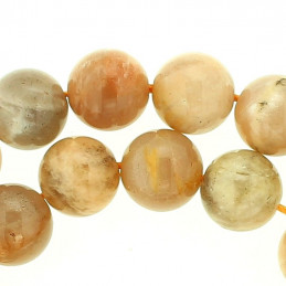Fil de 24 perles rondes 8mm 8 mm en pierre de soleil orangé naturelle