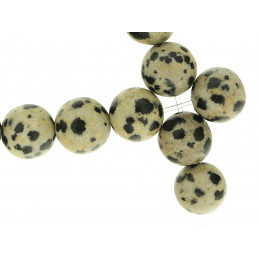 Fil de 18 perles rondes 10mm 10 mm en Jaspe dalmatien