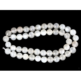 Fil de 48 perles rondes 8mm 8 mm en pierre de lune blanche avec reflets