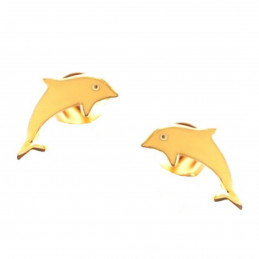 Boucles d'oreilles femme enfant dauphin en plaqué or
