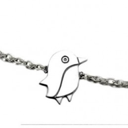 Bracelet breloque pingouin en argent 925°/00 - 16cm