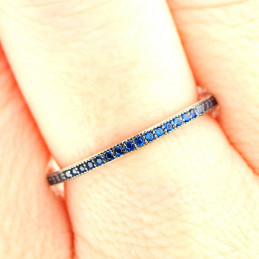Bague anneau femme enfant serti de cz bleu en argent 2mm EN10