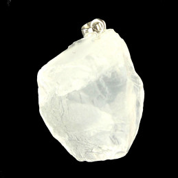 Pendentif pierre brute en cristal de roche quartz + chaine 3cm environ