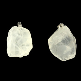 Pendentif pierre brute en cristal de roche quartz + chaine 3cm environ