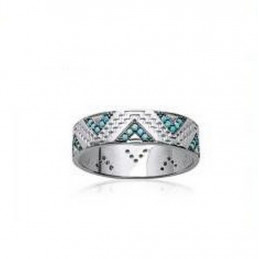 Bague anneau femme triangle turquoise en argent 2mm EN33