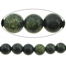 Fil de 92 perles rondes 4mm 4 mm en serpentine jadeite