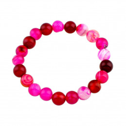 Bracelet élastique de perles rondes 8mm en agate rose rayée - 17mm