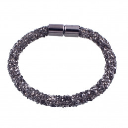 Bracelet femme magnétique avec cristaux strass gris fonçé incrusté - 19cm