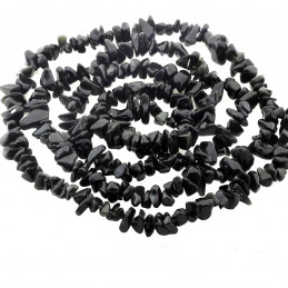 Fil de chips perles en Obsidienne noire - fil de 90cm NEUF