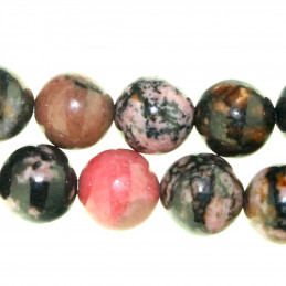 Fil de 35 perles rondes 10mm 10 mm en rhodonite rodonite