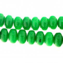 Fil de 60 perles rondelles abacus en jade vert teinté 8mm diam