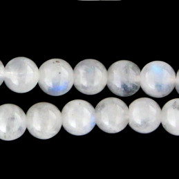 Fil de 80 perles rondes 5mm 5 mm en labradorite blanche ou pierre de lune arc en ciel