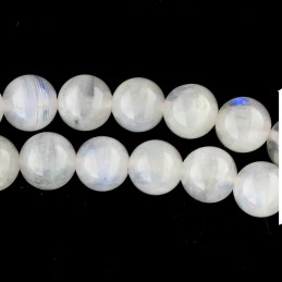 Fil de 80 perles rondes 5mm 5 mm en labradorite blanche ou pierre de lune arc en ciel