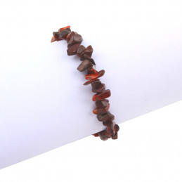 Bracelet élastique de perles chips en oeil de tigre rouge oeil de taureau - 50mm