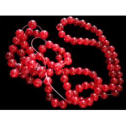 Fil de 100 perles rondes craquelées rouge en verre 8mm 8 mm