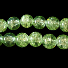 Fil de 100 perles rondes craquelées vert tilleul en verre 8mm 8 mm