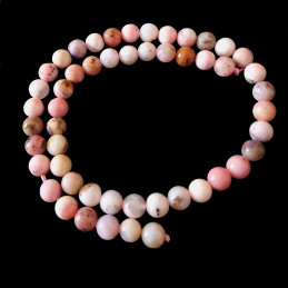 Fil de 58 perles rondes 6mm 6 mm en opale rose naturelle