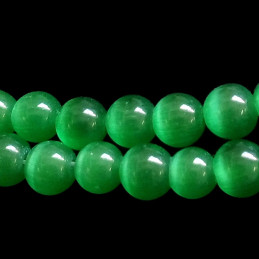 Fil de 50 perles rondes oeil de chat 8mm 8 mm vert