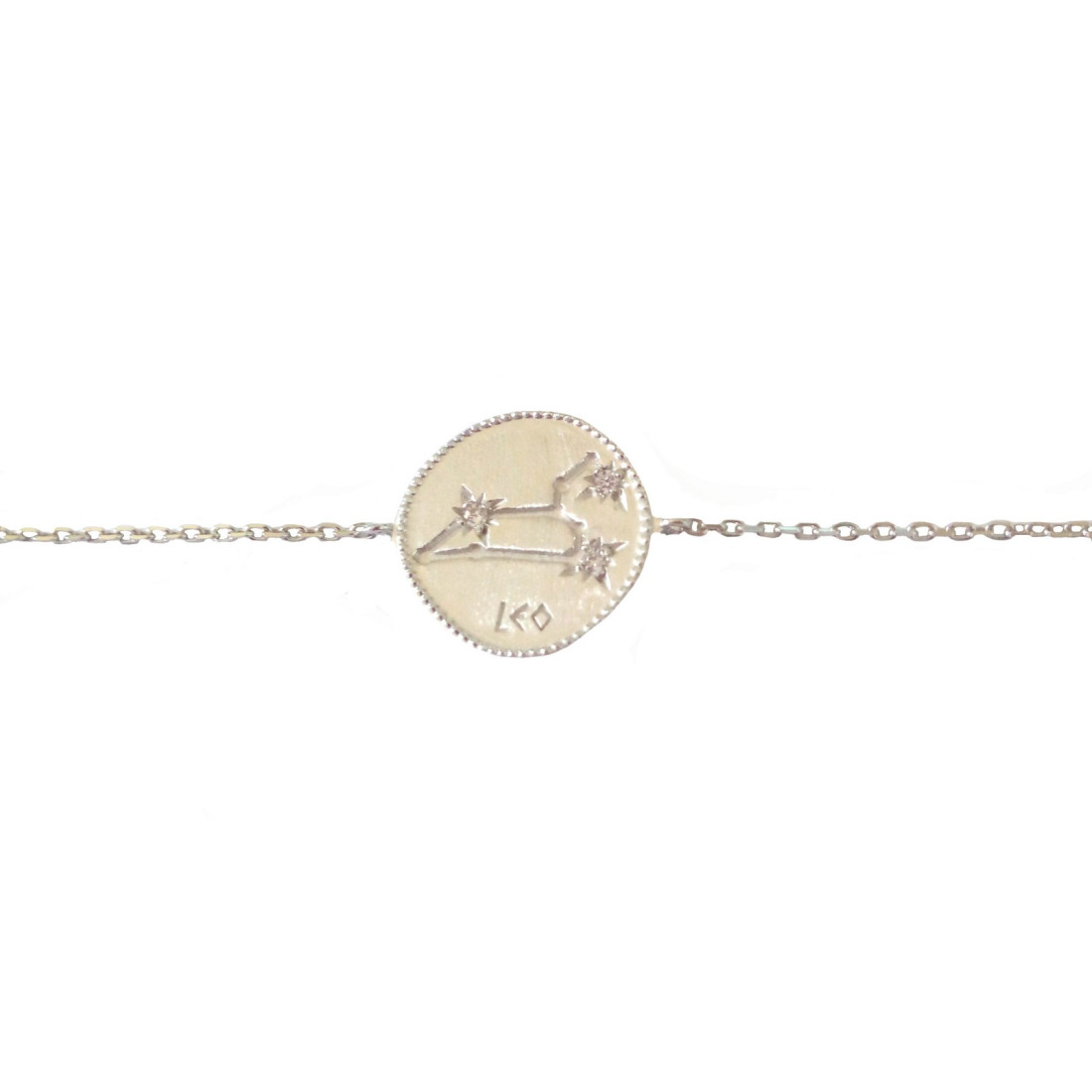 Bracelet médaille constellation du lion zodiaque en argent  925°/00 - 18cm