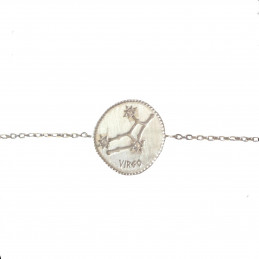 Bracelet médaille constellation de la vierge zodiaque en argent  925°/00 - 18cm