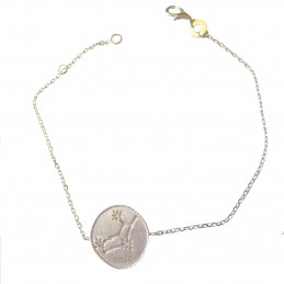 Bracelet médaille constellation de la vierge zodiaque en argent  925°/00 - 18cm