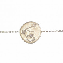 Bracelet médaille constellation du verseau zodiaque en argent  925°/00 - 18cm