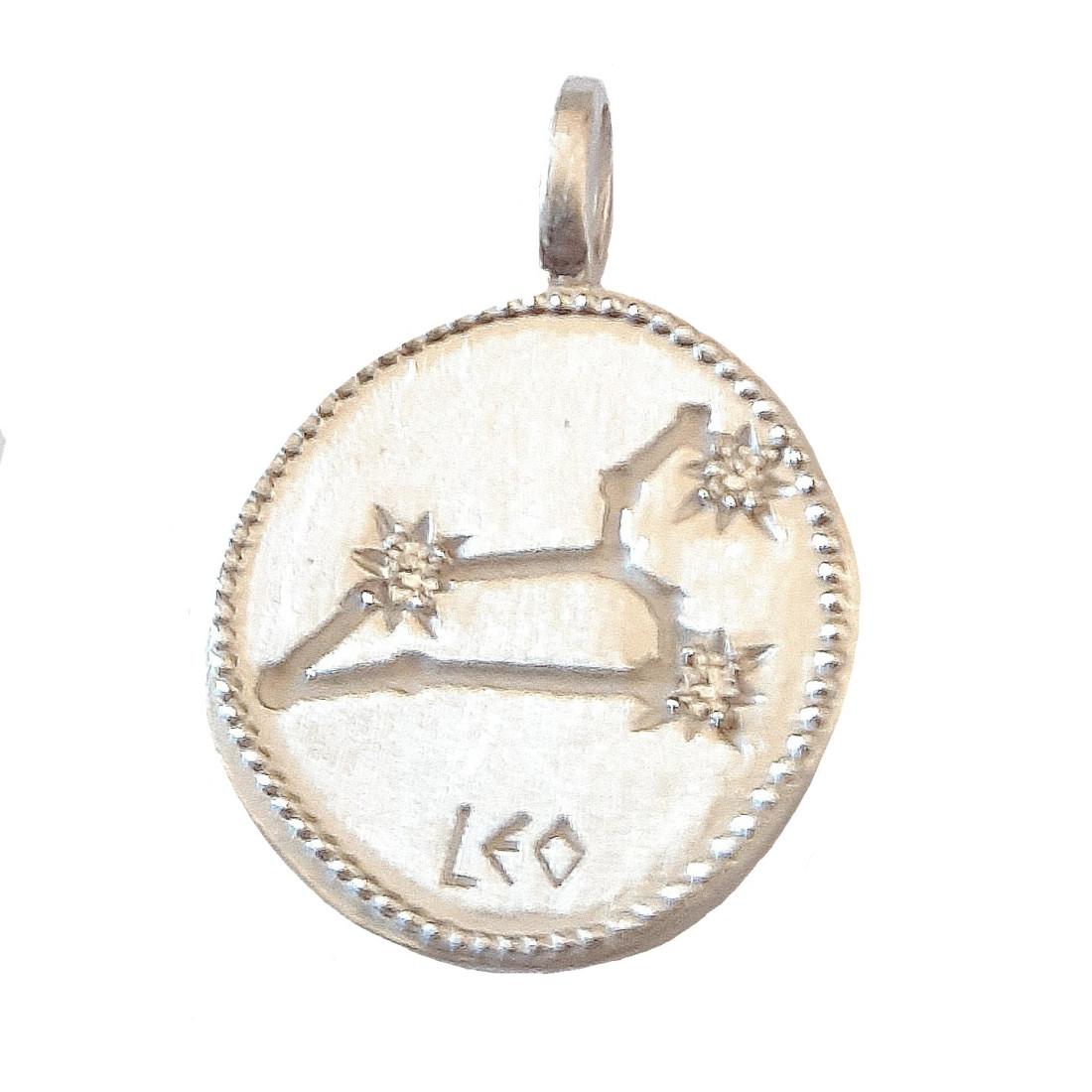 Pendentif médaille constellation du lion zodiaque en argent + chaine
