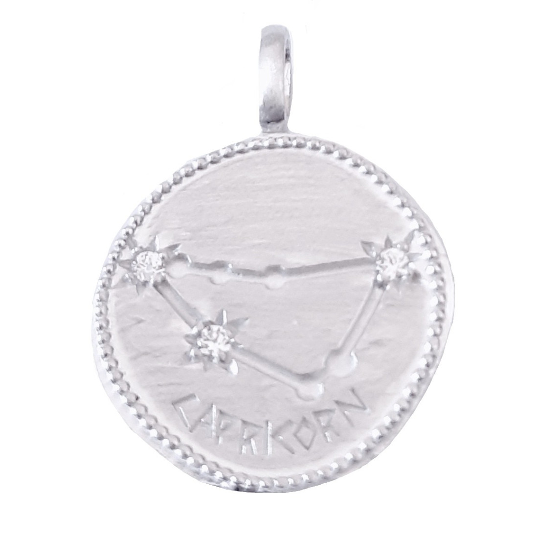 Pendentif médaille constellation du capricorne zodiaque en argent + chaine