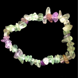 Bracelet élastique de perles chips en fluorite arc en ciel - 50mm