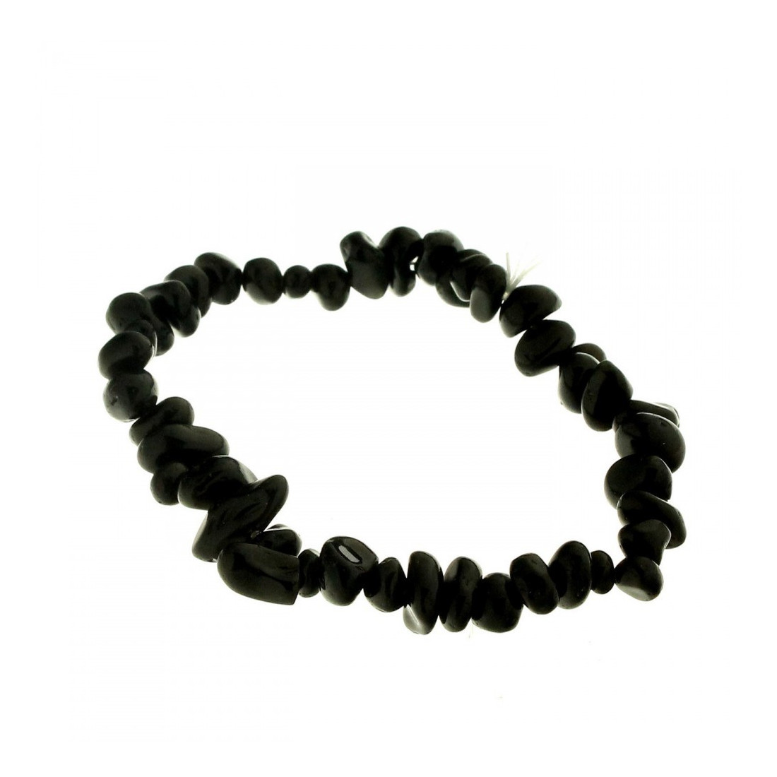 Bracelet élastique de perles chips en obsidienne noire - 50mm