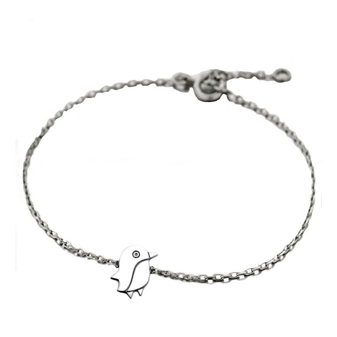 Bracelet breloque pingouin en argent 925°/00 - 16cm